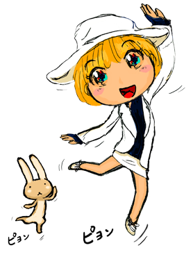 白スーツうさぎダンスジャンプ